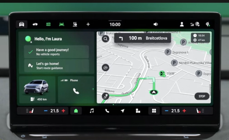 A 13-inch touchscreen infotainment system