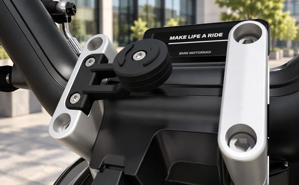 BMW CE02 integrated smartphone holder with SP Connect technology