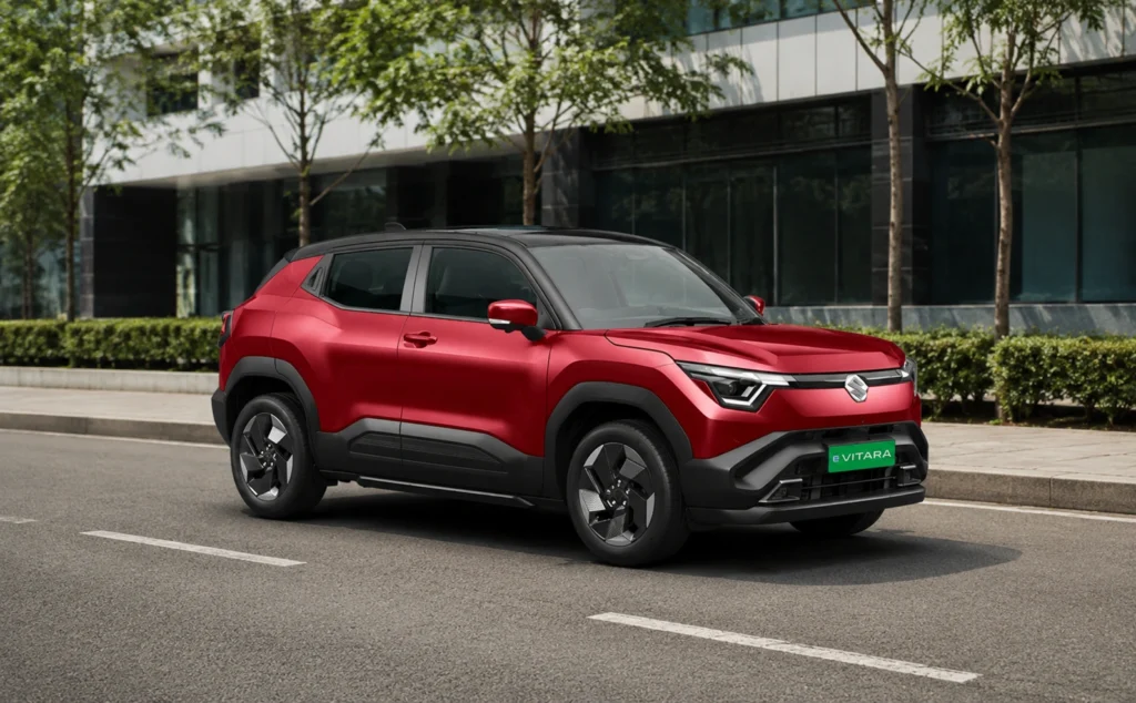 Maruti evitara Opulent Red with Bluish Black Roof