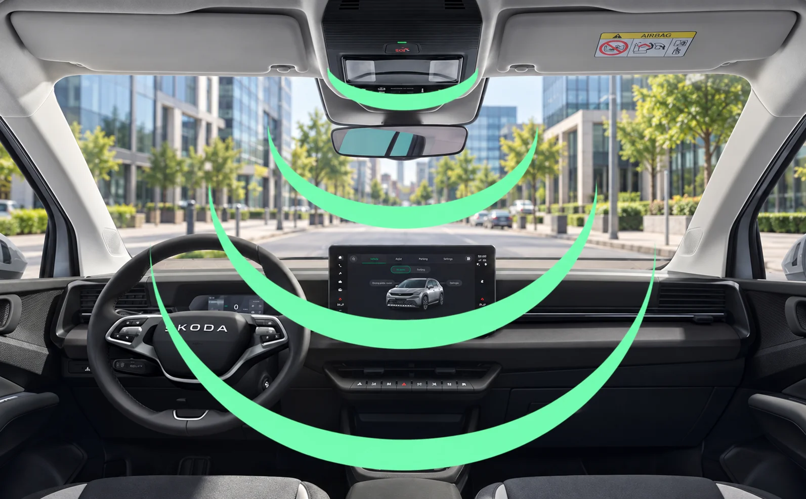 Skoda epiq Anti-theft alarm with interior monitoring, alarm siren, and towing protection