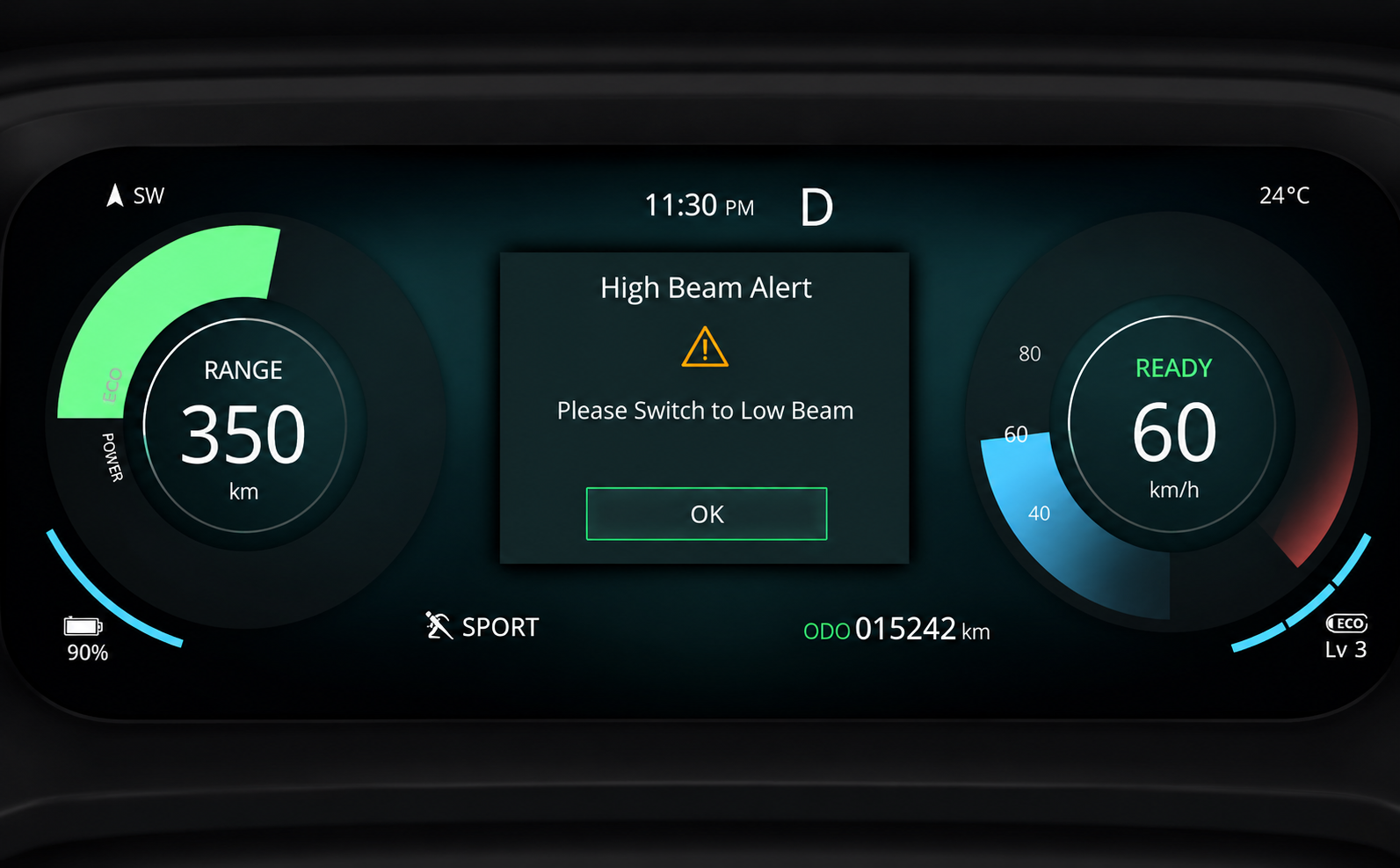 Tata Punch EV highbeam aleat