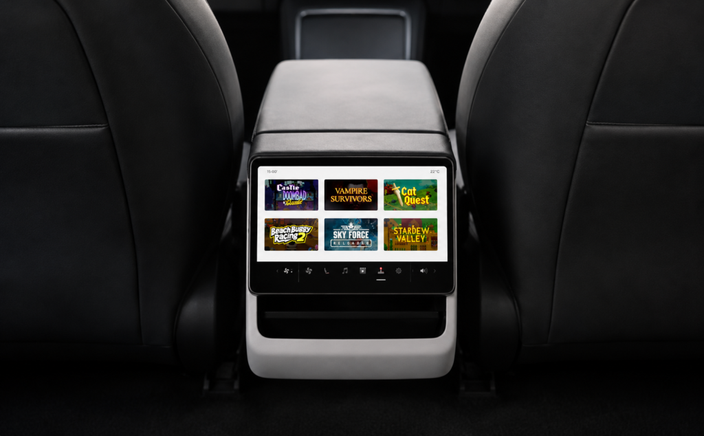 Tesla Model Y interior- rear screen