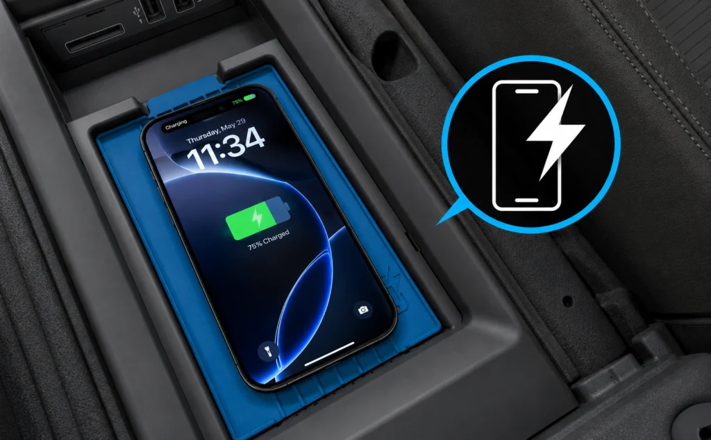 Wireless charging system for mobile devices in the front