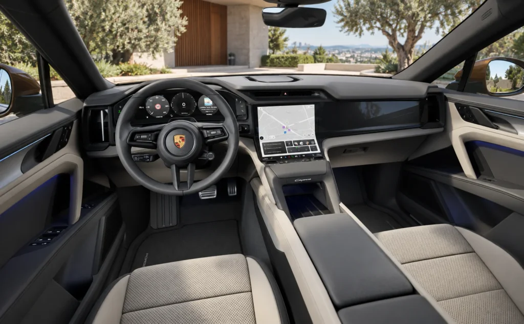 Porsche cayenne electric Two-tone leather interior, smooth-finish leather Black_Chalk Beige