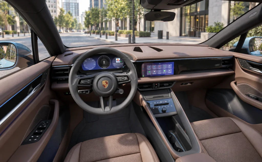 porsche macan electric Club Leather Interior in Truffle Brown