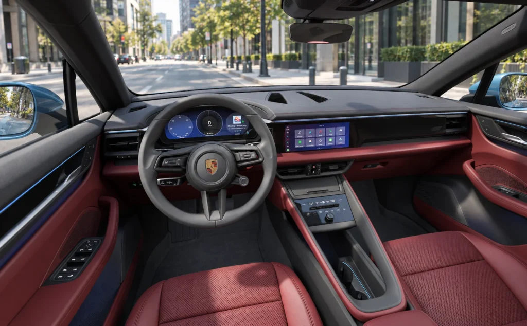 porsche macan electric Leather Package in Black_Bordeaux Red