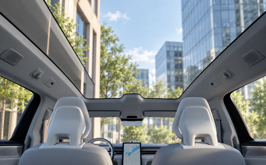 Volvo cabin beneath modern architecture-16