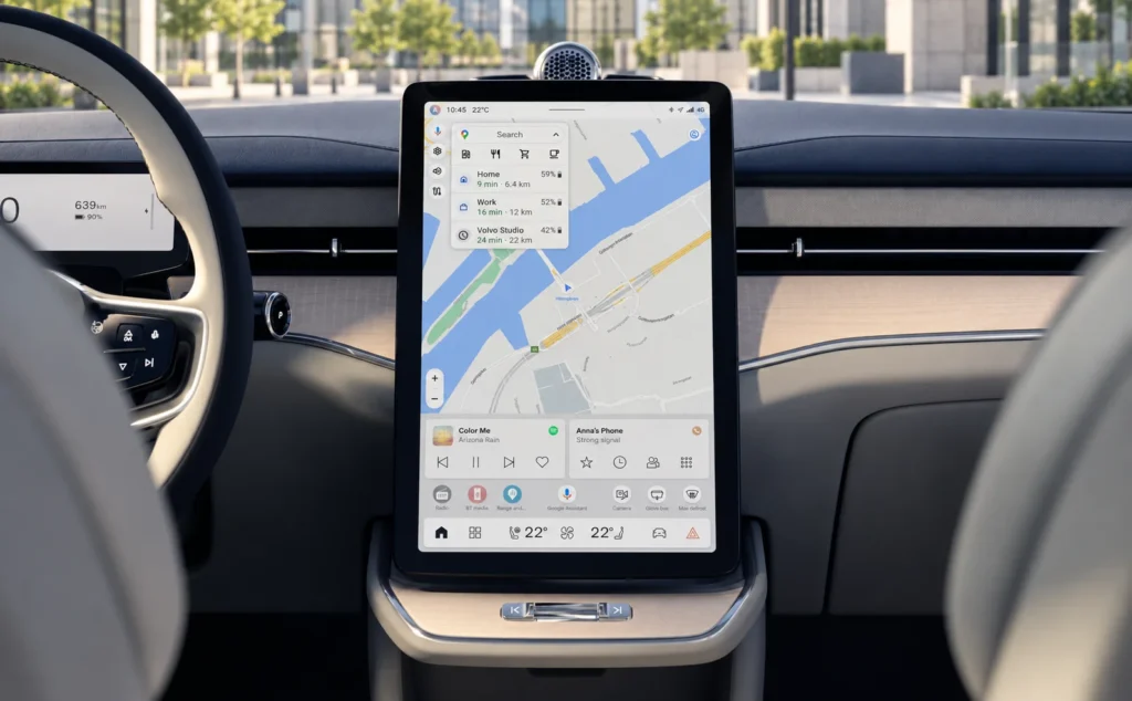 Volvo dashboard in a modern business district-17