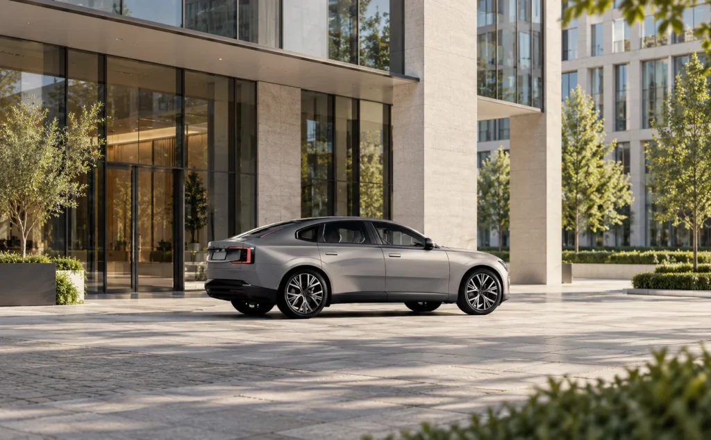 Volvo on a modern city forecourt-5